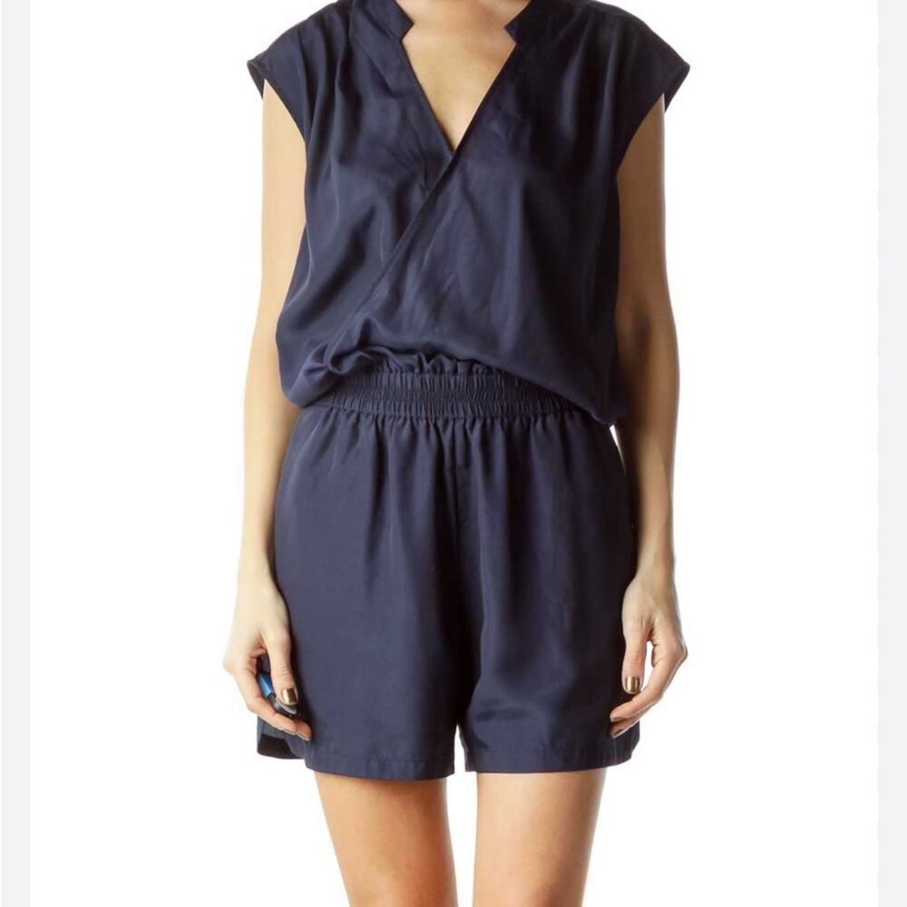 J Crew Wrap-Front Navy Blue Romper Size 4